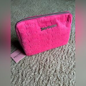 Juicy Couture Pink Velour Velvet Makeup Cosmetic Bag